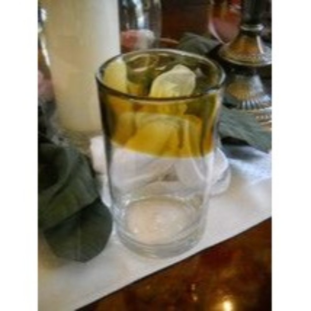 Hand Blown Glass Clear With Gold Tint Tone Dipped Style Highball Drink Glass